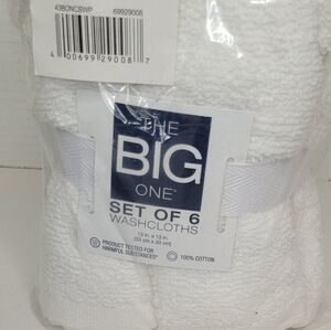 Cotton Wash Cloths White Pack of Six The Big One NEW